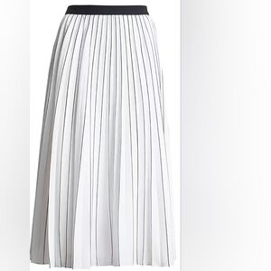 NWT) BANANA REPUBLIC Stripe pleated midi skirt White & Black size 0